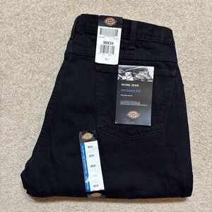 NWT Dickies Work Jean Relaxed Fit Jeans Mens 38x34 Black Straight Denim Work